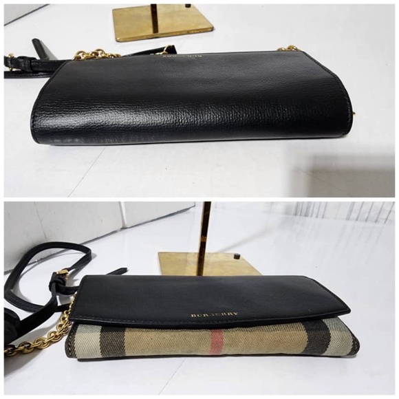 Authentic Burberry Henley Wallet on Chain Leather with House Check Canvas - Picture 4 of 15